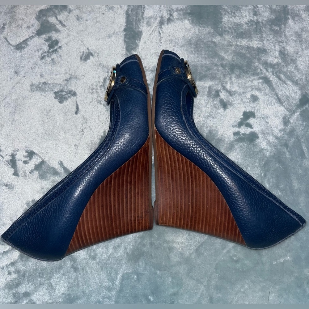 Tory Burch Blue Wedge Shoes - Picture 3 of 7